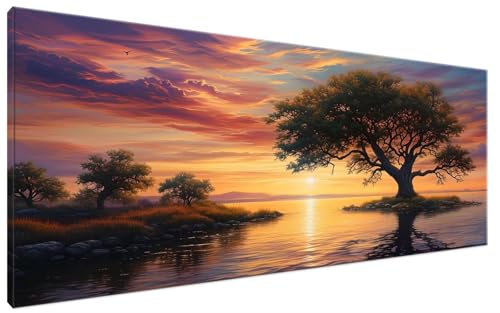 Malen Nach Zahlen Erwachsene Sonnenuntergang DIY Bastelset Erwachsene Frauen Malen Nach Zahlen Groß XXL 30x60cm Handgemalt Ölgemälde Kit für Anfänger, Malen Nach Zahlen Ozean Deko Wohnzimmer G3-436 von Yagagse