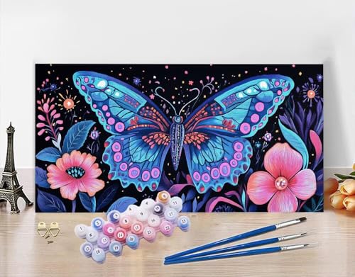 Malen Nach Zahlen Erwachsene Traum DIY Bastelset Erwachsene Frauen Malen nach Zahlen Schmetterling mit Pinsein und Acrylfarbe, Paint by Numbers Anfänger Handgemalt Ölgemälde Kit Deko 100X220cm N5-94 von Yagagse