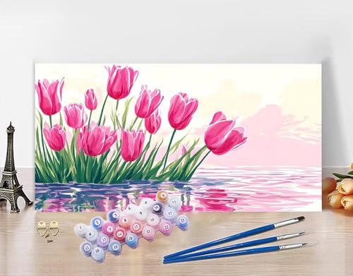 Malen Nach Zahlen Erwachsene Tulpe DIY Bastelset Erwachsene Frauen Malen nach Zahlen Anlage mit Pinsein und Acrylfarbe, Paint by Numbers Anfänger Handgemalt Ölgemälde Kit für Deko 60x120cm N5-415 von Yagagse