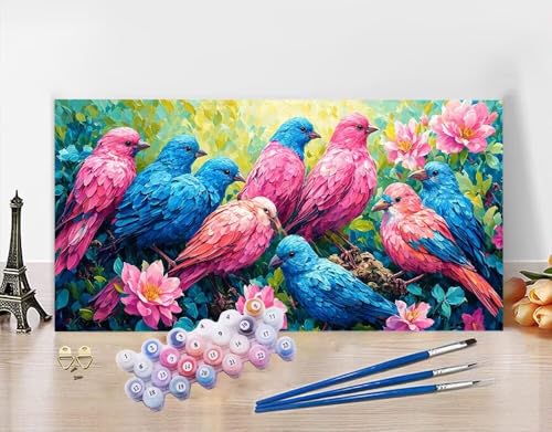 Malen Nach Zahlen Erwachsene Vogel DIY Bastelset Erwachsene Frauen Malen nach Zahlen Farbe mit Pinsein und Acrylfarbe, Paint by Numbers Anfänger Handgemalt Ölgemälde Deko Wohnzimmer 100X220cm N5-133 von Yagagse