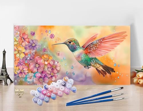 Malen Nach Zahlen Erwachsene Vogel DIY Bastelset Erwachsene Frauen Malen nach Zahlen Niedlich mit Pinsein und Acrylfarbe, Paint by Numbers Anfänger Handgemalt Ölgemälde Kit für Deko 30x60cm N5-571 von Yagagse