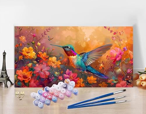 Malen Nach Zahlen Erwachsene Vogel DIY Bastelset Erwachsene Frauen Malen nach Zahlen Sonnenblume mit Pinsein und Acrylfarbe, Paint by Numbers Anfänger Handgemalt Ölgemälde Kit für Deko 30x60cm N5-581 von Yagagse