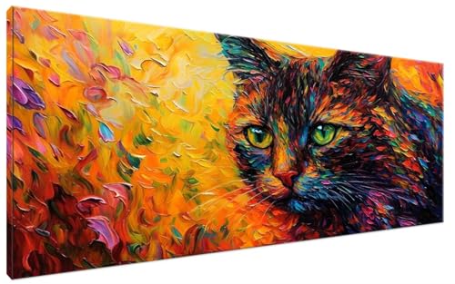 Malen Nach Zahlen Farbe, Malen Nach Zahlen Erwachsene Katze Paint by Numbers Leinwand Bild DIY mit Pinseln und Acrylfarben Handgemalt Ölgemälde Leinwand für Zimmer Deko, Mädchen Geschenk 30x60cm G3-38 von Yagagse