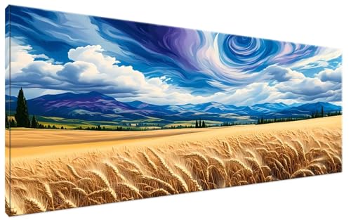 Malen Nach Zahlen Herbst, Malen Nach Zahlen Erwachsene Wolke Paint by Numbers Leinwand Bild DIY mit Pinseln und Acrylfarben Handgemalt Ölgemälde Leinwand für Deko, Mädchen Geschenk 100x200cm G3-299 von Yagagse