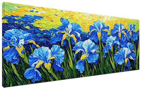 Malen Nach Zahlen Iris, Malen Nach Zahlen Erwachsene Anlage Paint by Numbers Leinwand Bild mit Pinseln und Acrylfarben Handgemalt Ölgemälde Leinwand für Zimmer Deko, Mädchen Geschenk 100x200cm G3-56 von Yagagse