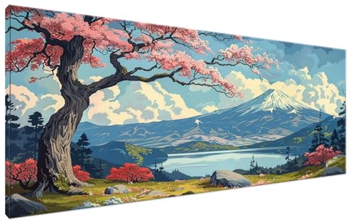 Malen Nach Zahlen Japan, Malen Nach Zahlen Erwachsene Berg Fuji Paint by Numbers Leinwand Bild DIY mit Pinseln und Acrylfarben Handgemalt Ölgemälde Leinwand für Deko, Mädchen Geschenk 100x200cm G3-350 von Yagagse