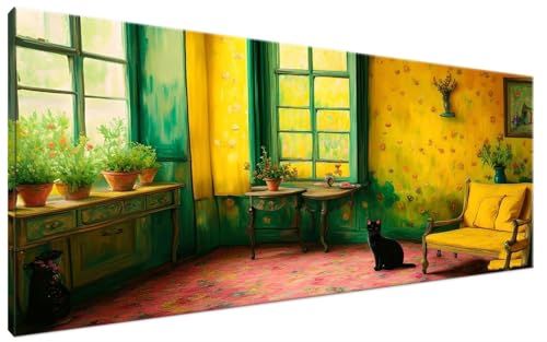 Malen Nach Zahlen Katze, Malen Nach Zahlen Erwachsene Sofa Paint by Numbers Leinwand Bild DIY mit Pinseln und Acrylfarben Handgemalt Ölgemälde Leinwand für Zimmer Deko, Mädchen Geschenk 40x70cm G3-134 von Yagagse