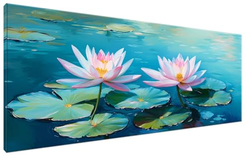 Malen Nach Zahlen Lotus, Malen Nach Zahlen Erwachsene Ozean Paint by Numbers Leinwand Bild mit Pinseln und Acrylfarben Handgemalt Ölgemälde Leinwand für Zimmer Deko, Mädchen Geschenk 100x200cm G3-275 von Yagagse