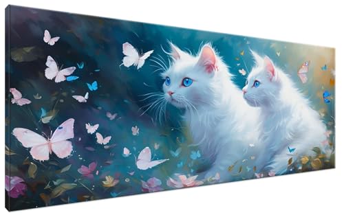 Malen Nach Zahlen Niedlich, Malen Nach Zahlen Erwachsene Katze Paint by Numbers Leinwand Bild DIY mit Pinseln und Acrylfarben Handgemalt Ölgemälde Leinwand für Deko, Mädchen Geschenk 100x200cm G3-449 von Yagagse