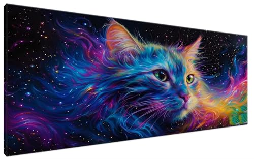 Malen Nach Zahlen Niedlich, Malen Nach Zahlen Erwachsene Katze Paint by Numbers Leinwand Bild DIY mit Pinseln und Acrylfarben Handgemalt Ölgemälde Leinwand für Deko, Mädchen Geschenk 50x100cm G3-140 von Yagagse