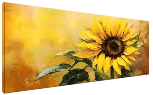 Malen Nach Zahlen Sonnenblume, Malen Nach Zahlen Erwachsene Anlage Paint by Numbers Leinwand Bild DIY mit Pinseln und Acrylfarben Handgemalt Ölgemälde Leinwand für Zimmer Deko, Mädchen 30x60cm G3-317 von Yagagse