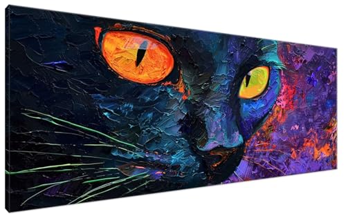 Malen Nach Zahlen Tier, Malen Nach Zahlen Erwachsene Katze Paint by Numbers Leinwand Bild DIY mit Pinseln und Acrylfarben Handgemalt Ölgemälde Leinwand für Zimmer Deko, Mädchen Geschenk 30x60cm G3-230 von Yagagse