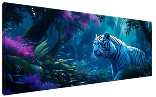 Malen Nach Zahlen Tiger, Malen Nach Zahlen Erwachsene Wald Paint by Numbers Leinwand Bild DIY mit Pinseln und Acrylfarben Handgemalt Ölgemälde Leinwand für Zimmer Deko, Mädchen Geschenk 30x60cm G3-281 von Yagagse