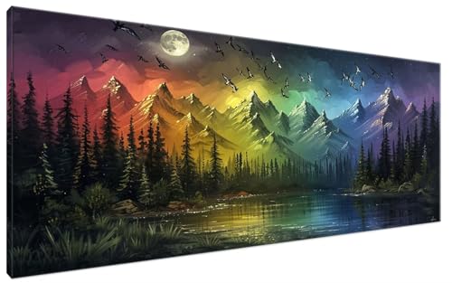 Malen Nach Zahlen Vogel, Malen Nach Zahlen Erwachsene Berg Paint by Numbers Leinwand Bild DIY mit Pinseln und Acrylfarben Handgemalt Ölgemälde Leinwand für Zimmer Deko, Mädchen Geschenk 30x60cm G3-260 von Yagagse