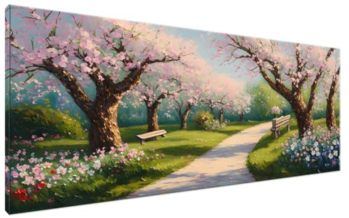 Malen Nach Zahlen Weg, Malen Nach Zahlen Erwachsene Baum Paint by Numbers Leinwand Bild DIY mit Pinseln und Acrylfarben Handgemalt Ölgemälde Leinwand für Zimmer Deko, Mädchen Geschenk 40x90cm G3-101 von Yagagse