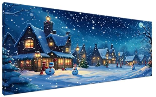 Malen Nach Zahlen Winter, Malen Nach Zahlen Erwachsene Schneemann Paint by Numbers Leinwand Bild DIY mit Pinseln und Acrylfarben Handgemalt Ölgemälde Leinwand für Deko, Mädchen Geschenk 30x60cm G3-353 von Yagagse