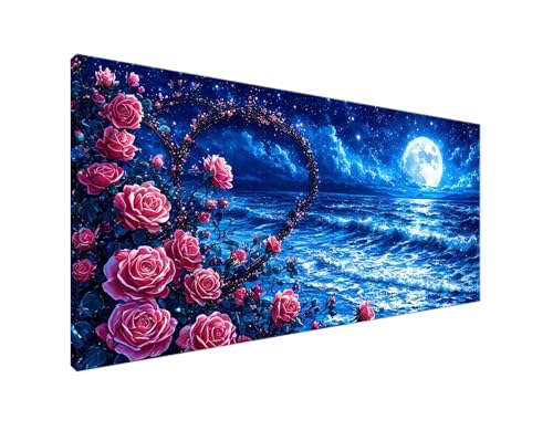 Mond Diamond Painting Erwachsene Bilder, Diamond Painting Ozean Diamond Painting Set mit Diamond Painting Zubehör, Crystal Art Basteln Erwachsene, Deko Wohnzimmer, Geschenke Frauen 70x140cm Y2-901 von Yagagse