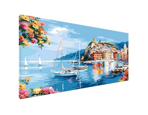 Ozean Diamond Painting Erwachsene Bilder, Diamond Painting Häuser Diamond Painting Set mit Diamond Painting Zubehör, Crystal Art Basteln Erwachsene, Deko Wohnzimmer, Geschenke Frauen 100x200cm Y2-112 von Yagagse