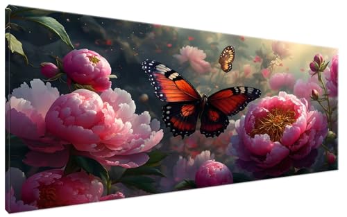 Schmetterling Malen Nach Zahlen Erwachsene Blume Malen Nach Zahlen XXL 40x70cm Komplettset ohne Rahmen DIY Bastelset Erwachsene Frauen Malen Nach Zahlen Leinwand Bild für Anfänger und Kinder G3-54 von Yagagse