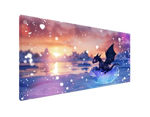 Sonnenuntergang Diamond Painting Erwachsene Bilder, 5D Diamond Painting Dinosaurier Diamond Painting Set mit Diamond Painting Zubehör, Crystal Art Basteln Erwachsene, Geschenke, Deko 30x60cm Y2-604 von Yagagse