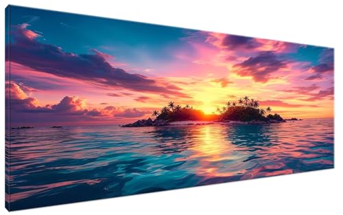 Sonnenuntergang Malen Nach Zahlen Erwachsene Ozean Malen Nach Zahlen XXL 50x100cm Komplettset ohne Rahmen DIY Bastelset Erwachsene Frauen Malen Nach Zahlen Leinwand Bild für Anfänger und Kinder G3-108 von Yagagse