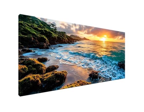 Strand Diamond Painting Erwachsene Bilder, Diamond Painting Sonnenuntergang Diamond Painting Set mit Diamond Painting Zubehör, Crystal Art Basteln Erwachsene, Deko Wohnzimmer,Geschenke 70x140cm Y2-910 von Yagagse