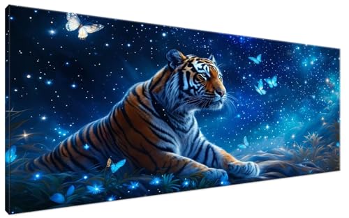 Tiger Malen Nach Zahlen Erwachsene Schmetterling Malen Nach Zahlen XXL 40x90cm Komplettset ohne Rahmen DIY Bastelset Erwachsene Frauen Malen Nach Zahlen Leinwand Bild für Anfänger und Kinder G3-147 von Yagagse