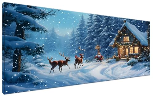 Weihnachten Malen Nach Zahlen Erwachsene Reh Malen Nach Zahlen XXL 40x70cm Komplettset ohne Rahmen DIY Bastelset Erwachsene Frauen Malen Nach Zahlen Leinwand Bild für Anfänger und Kinder, Deko G3-291 von Yagagse