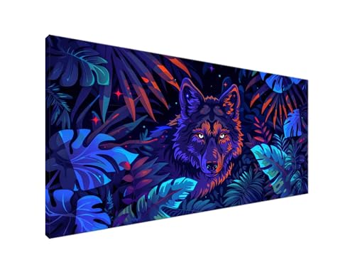 Wolf Diamond Painting Erwachsene Bilder, Diamond Painting Blätter Diamond Painting Set mit Diamond Painting Zubehör, Crystal Art Basteln Erwachsene, Deko Wohnzimmer, Geschenke Frauen 30x60cm Y2-130 von Yagagse