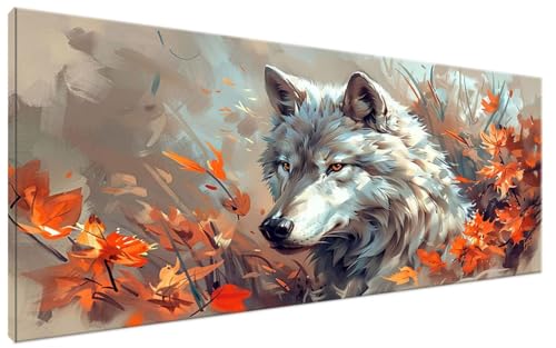 Wolf Malen Nach Zahlen Erwachsene Ahornblatt Malen Nach Zahlen XXL 40x70cm Komplettset ohne Rahmen DIY Bastelset Erwachsene Frauen Malen Nach Zahlen Leinwand Bild für Anfänger und Kinder, Deko G3-420 von Yagagse