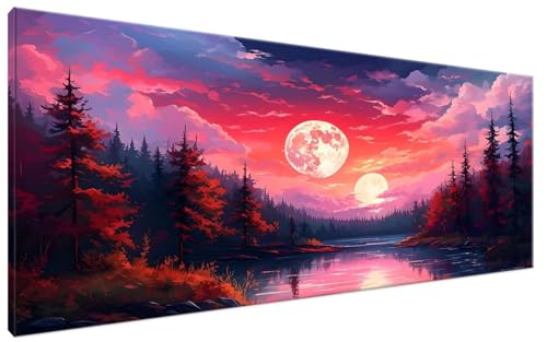 Wolke Malen Nach Zahlen Erwachsene Mond Malen Nach Zahlen XXL 40x70cm Komplettset ohne Rahmen DIY Bastelset Erwachsene Frauen Malen Nach Zahlen Leinwand Bild für Anfänger und Kinder, Mädchen G3-438 von Yagagse