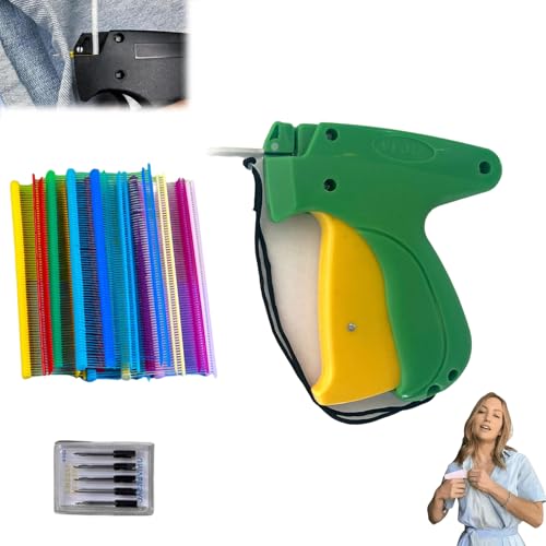 Yagerod Serenosole Easystitch Schnelles Kleidungsfixiergerät, Speedy Clothing Fixer Original, Flex Clip Pistole Für Kleidung, 6 Nadeln 1000 Regenbogen Plastiknadel (Grün) von Yagerod