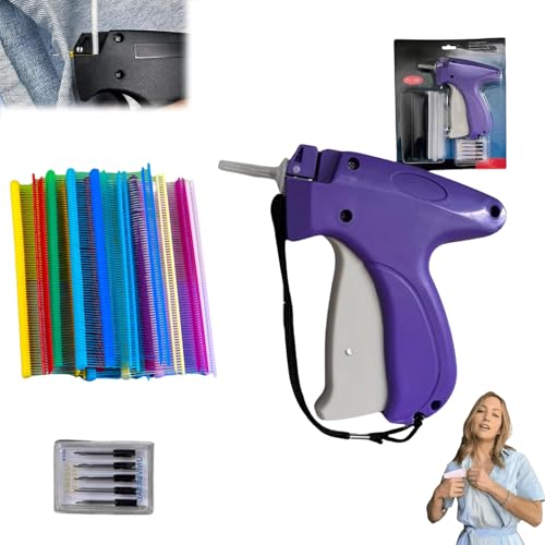 Yagerod Serenosole Easystitch Schnelles Kleidungsfixiergerät, Speedy Clothing Fixer Original, Flex Clip Pistole Für Kleidung, 6 Nadeln 1000 Regenbogen Plastiknadel (Lila) von Yagerod