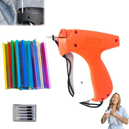 Yagerod Serenosole Easystitch Schnelles Kleidungsfixiergerät, Speedy Clothing Fixer Original, Flex Clip Pistole Für Kleidung, 6 Nadeln 1000 Regenbogen Plastiknadel (Orange Farbe) von Yagerod