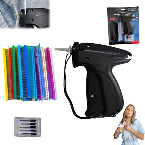 Yagerod Serenosole Easystitch Schnelles Kleidungsfixiergerät, Speedy Clothing Fixer Original, Flex Clip Pistole Für Kleidung, 6 Nadeln 1000 Regenbogen Plastiknadel (Schwarz) von Yagerod