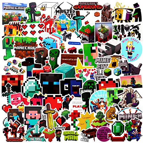 Yagu 100 Stück Minecraft Sticker Pack Auto Aufkleber Minecraft Sticker Bomb Mix Aufkleber für Laptop Skateboard Gitarre Gepäck Wasserflasche Telefon von Yagu