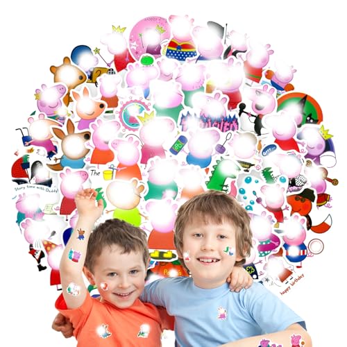 Yagu Sticker Aufkleber,100 Stück Peppa Wutz Stickers for Kids Vinyl Wasserfeste Tier Stickers Set für Water Bottle, Auto, Skateboards, Laptop, Kühlschränke, Fahrräder, Gepäck, Telefon und mehr von Yagu