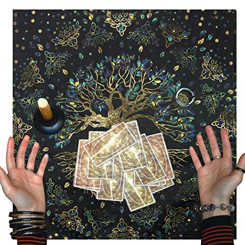 Urhause Tarot Tischdecke, Baum des Lebens keltisch Altar Tuch Hexerei Spirituelle Heilung Tarot Tischmatte Enthusiasten Psychologische Berater für Spielkarten Drucke Beliebtes Stressabbau-Spielzeug von Yajimsa