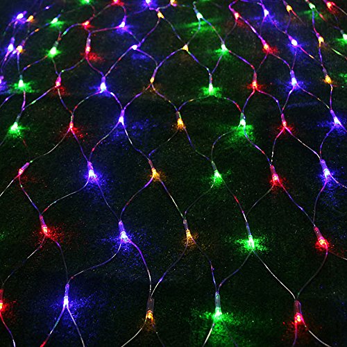 Yakimz 200 LED Lichternetz, 2x2M Lichterkette Netzlicht, LED Lichtervorhang mit 8 Modi und Speicherfunktion, IP44 Wasserdichte Lichterkette Netz für Innen und Außen（Bunt） von Yakimz