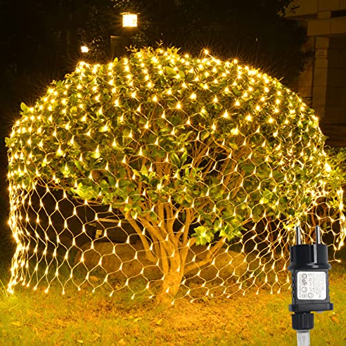 Yakimz 200 LED Lichternetz, 3x2M Lichterkette Netzlicht, LED Lichtervorhang mit 8 Modi und Speicherfunktion, IP44 Wasserdichte Lichterkette Netz für Innen und Außen（Warmweiß） von Yakimz