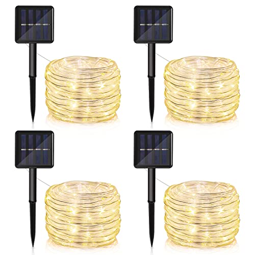 Yakimz 20m LED Lichterkette Solarbetrieben, 200 LEDs Lichterschlauch Warmweiß mit 8 Beleuchtungsmodi, IP65 Wasserdicht für Garten, Balkon, Hochzeit, Party und Weihnachten, 4er von Yakimz