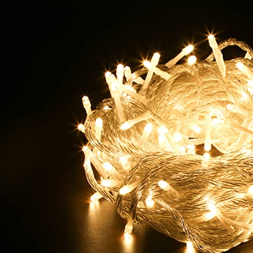 Yakimz LED Lichterkette Außen,10m 100LEDs Lichterkette mit 8 Modi, Speicherfunktion, IP44 Wasserdicht Lichterkette für Innen und Außen Weihnachtsbeleuchtung, Warmweiß von Yakimz