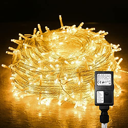 Yakimz LED Lichterkette Außen,20m 200LEDs Lichterkette mit 8 Modi, Speicherfunktion, IP44 Wasserdicht Lichterkette für Innen und Außen Weihnachtsbeleuchtung, Warmweiß von Yakimz