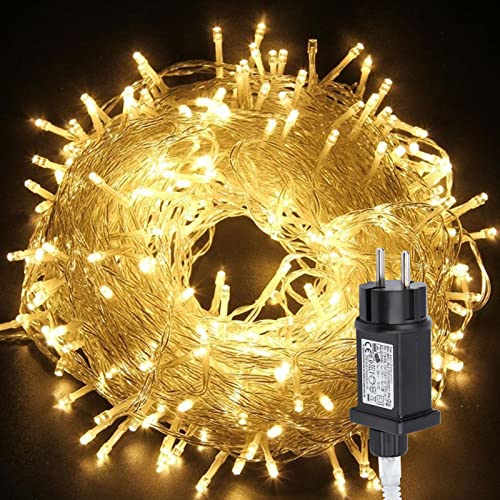 Yakimz LED Lichterkette Außen 100LEDs 10m mit 8 Leuchtmode, Speicherfunktion, IP44 lichterketten Deko Beleuchtung Weihnachtsbeleuchtung für Weihnachten Halloween Hochzeit,Warmweiß von Yakimz