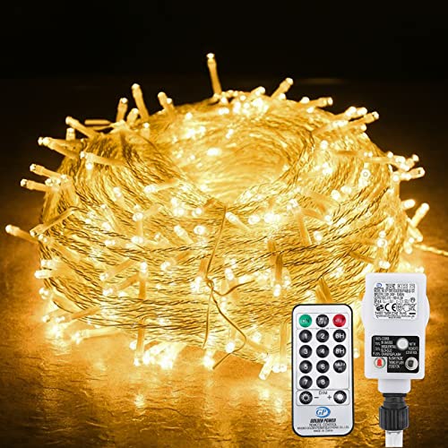 Yakimz Lichterkette Außen 40m 400LEDs Dimmbar, mit ferngesteuertem 8 Leuchtmode, Timer, IP44 lichterketten Deko Beleuchtung Weihnachtsbeleuchtung für Weihnachten Halloween,Warmweiß von Yakimz