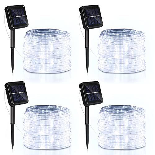 Yakimz Solar LED Lichtschlauch für Außen, 4er 10m 100 LEDs Lichterschlauch, IP65 LED Lichterkette, 8 Beleuchtungsmodi, für Innen Außen Deko, Party, Hochzeit, Balkon, Garten, Kaltweiß von Yakimz