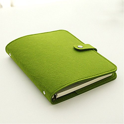 yakri A6 Größe 6 Ring magnetisch Schnalle Filz Notizbuch nachfüllbar mit Karte Pocket Pen Halterung, 80 Blatt Nachfüller Papiere tpn110, Green A6, A6 Size von Yakri