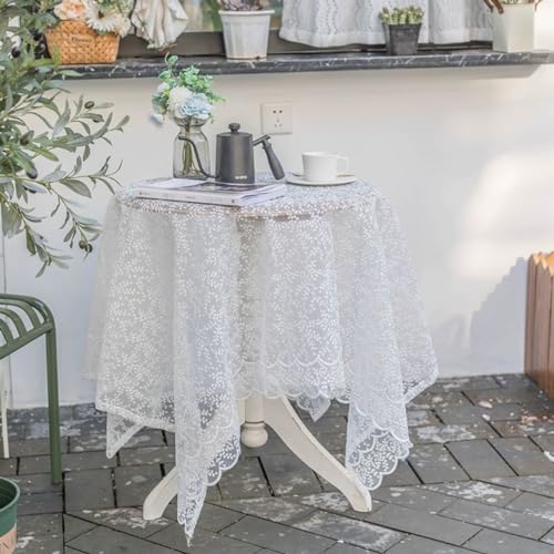 Yaland Tischdecke Spitzen Design Abwaschbar Floral Muster Garten Tischdecken Tischwäsche Tischtuch für Draußen Esszimmer, Küche, Garten, Party, Hochzeiten oder Haushalt LxB 130x130cm von Yaland