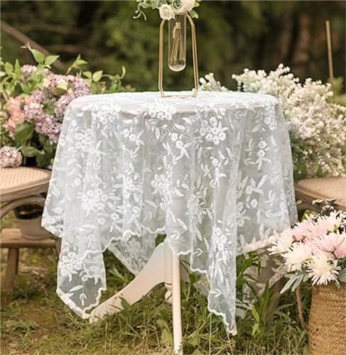 Yaland Tischdecke Spitzen Design Abwaschbar Floral Muster Garten Tischdecken Tischwäsche Tischtuch für Draußen Esszimmer, Küche, Garten, Party, Hochzeiten oder Haushalt LxB 180x130cm von Yaland