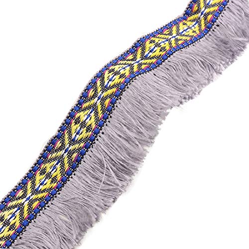 Yalulu 10 Meter Fransen Quaste Besatz aus Polyester Fringe Trim Band für Kleidung DIY Fertigkeit und Dekorieren Nähen Zubehörteil (Grau) von Yalulu